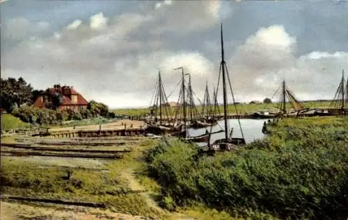 Ak Ellenserdammersiel Bockhorn Niedersachsen, Blick auf den Hafen