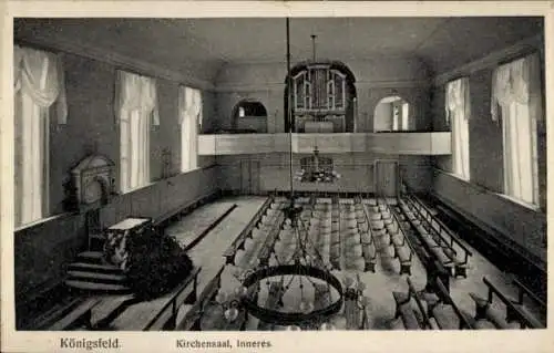 Ak Königsfeld im Schwarzwald Baar Kreis, Kirchensaal, Innenansicht, Altar, Orgel