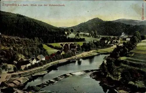 Ak Ziegenrück am Schiefergebirge Thüringen, Blick von der Helenenbank