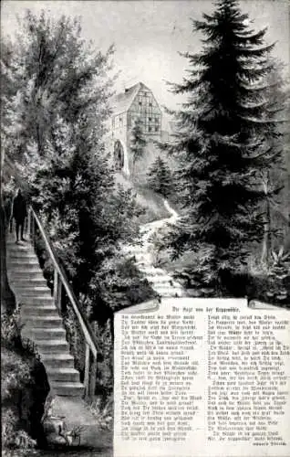 Ak Dresden Hosterwitz, Die Sage von der Keppmühle, Treppe