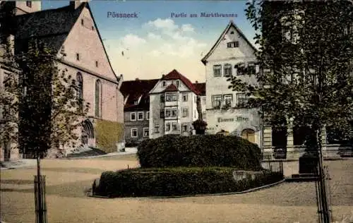 Ak Pößneck, Partie am Marktbrunnen, Clemens Isstner