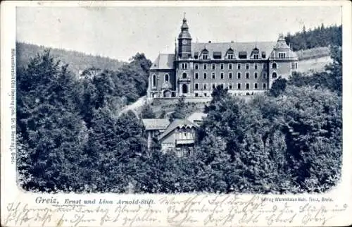 Ak Greiz in Thüringen, Ernst und Lina Arnold Stift, Wald