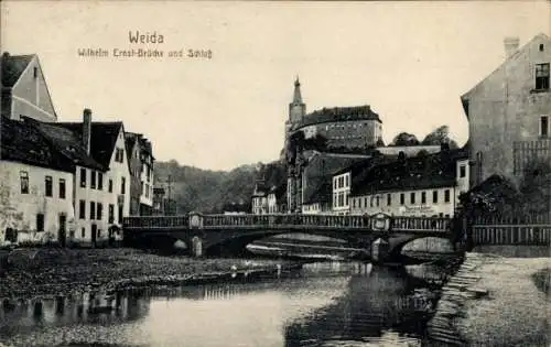 Ak Weida, Wilhelm Ernst Brücke und Schloss