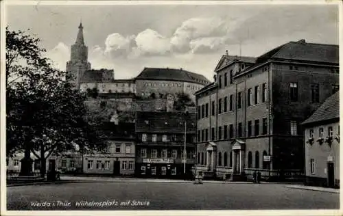 Ak Weida in Thüringen, Wilhelmsplatz mit Schule