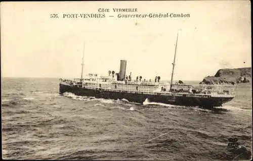 Ak Port Vendres Pyrénées Orientales, Gouverneur General Cambon