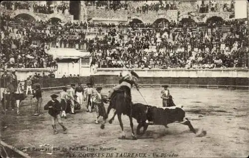 Ak Nîmes Gard, Courses de Taureaux, Un Picador, Stierkampf