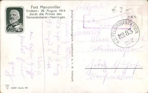 Künstler Ak Bürger, W., Manonviller Meurthe et Moselle, Eroberung der Stadt durch Heeringen 1914