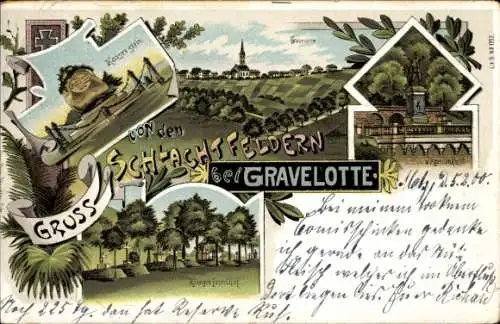 Litho Gravelotte Lothringen Moselle, Kaiserstein, Jägerdenkmal, Kriegerfriedhof