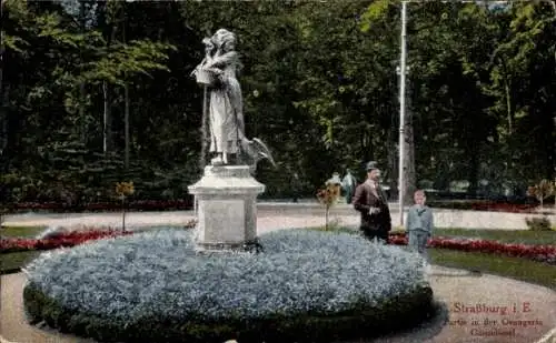 Ak Strasbourg Straßburg Elsass Bas Rhin, Orangerie, Gänseliesel