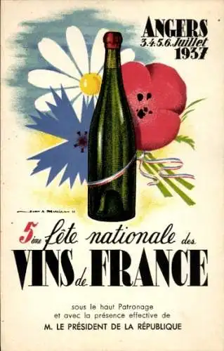 Ak Angers Maine et Loire, 5eme Fete Nationale des Vins de France 1937