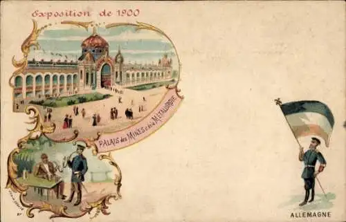 Litho Paris, Weltausstellung 1900, Palais des Mines et de la Métallurgie, Deutschland