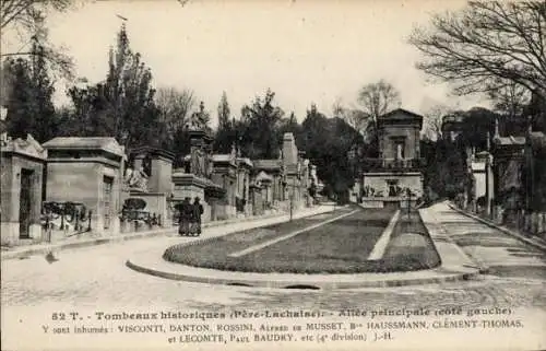 Ak Paris XX, Père Lachaise, Hauptgasse