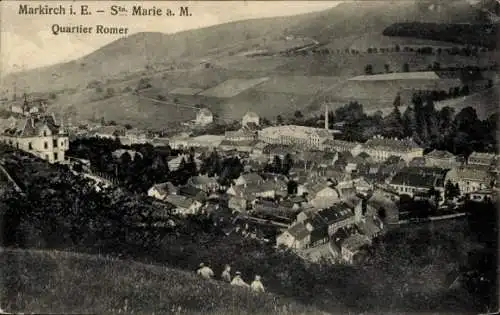 Ak Sainte Marie aux Mines Markirch Elsass Haut Rhin, Quartier Romer, vue panoramique, garcons