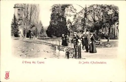 Ak Paris XVI Passy, Jardin d'Acclimatation, L'Etang des Cygnes