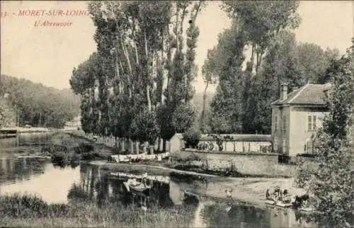 Ak Moret sur Loing Seine et Marne, L'Abreuvoir