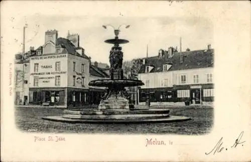 Ak Melun Seine et Marne, Place Saint Jean