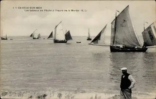 Ak Cayeux sur Mer Somme, les bateaux de Peche a l'heure de la Maree