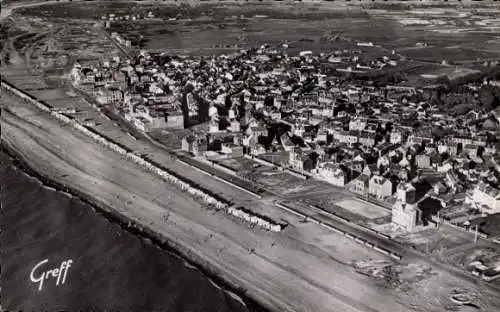 Ak Cayeux sur Mer Somme, vue arienne, Plage, la Ville