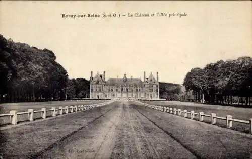 Ak Rosny sur Seine Yvelines, Schloss, Allee principale