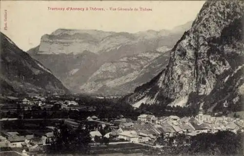 Ak Thônes Haute Savoie, Tramvay d'Annecy, vue generale