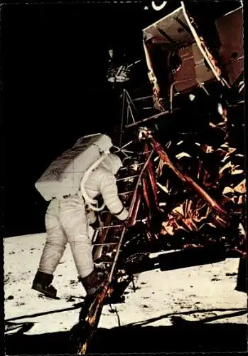 Ak 21 Juli 1969, Astronaut Buzz Aldrin betritt den Mond, Neil Armstrong