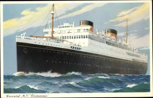 Künstler Ak Passagierdampfer RMS Britannic, Cunard White Star Line