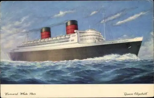 Ak Dampfer Queen Elizabeth, Cunard White Star Line