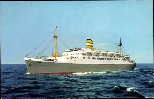 Ak Dampfer S.S. Ryndam auf hoher See, Holland Amerika Line