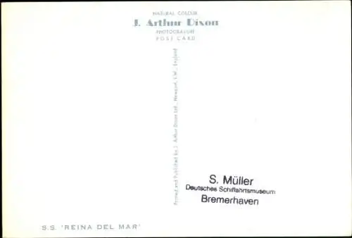 Ak Steamer Reina del Mar, Dampfschiff, Union Castle Line