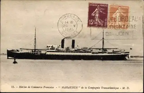 Ak Marine de Commerce Francaise, Marakech, CGT, French Line, Paquebot