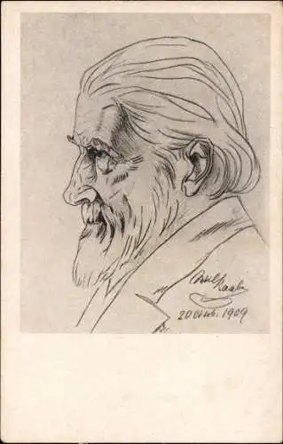 Künstler Ak Müller-Braunschweig, E., Schriftsteller Wilhelm Raabe, Portrait