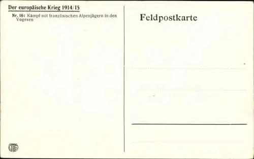 Künstler Ak Französische Alpenjäger in den Vogesen, Weltkrieg 1914