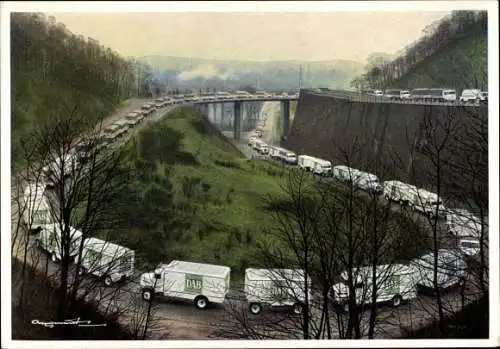 Ak DAB Dortmunder Aktienbrauerei, Reklame, Kraftwagenkolonne auf der Hohensyburg Schleife, LKW
