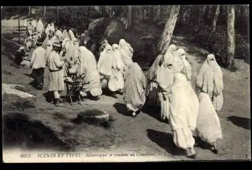 AK Szenen und Typen, Mauren gehen zum Friedhof