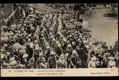 Ak Guerre de 1914, Arrivée de troupes canadiennes