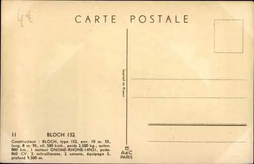 Künstler Ak Französische Militärflugzeuge Bloch 152, Constructeur Bloch