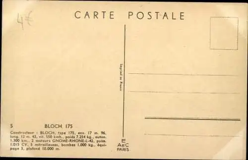 Künstler Ak Französisches Kampfflugzeug, Bloch 175