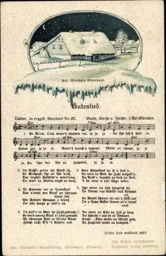 Lied Ak Günther, Anton, Erzgebirgische Mundart 22, Butznlied, Günther's Elternhaus