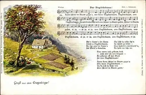 Lied Ak Vogel, Wilhelm, Dar Vuglbärbaam, Landschaftsidylle, Erzgebirge