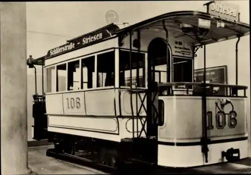 Ak Verkehrsmuseum Dresden, Straßenbahnanhänger Nr. 106, Schäferstraße Striesen