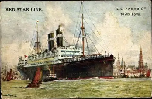 Künstler Ak SS Arabic, Red Star Line, RSL, Passagierschiff