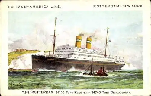 Künstler Ak Dampfer SS Rotterdam, Holland America Line HAL