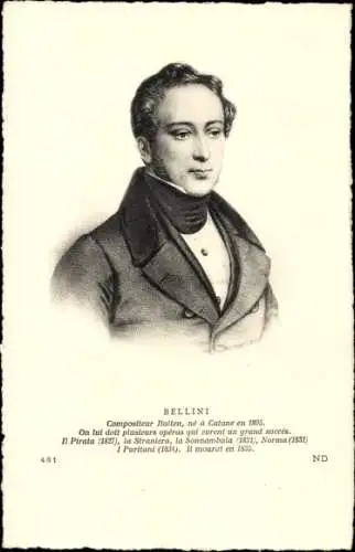 Ak Komponist Vincenzo Bellini, Portrait