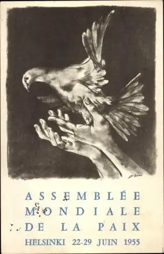 Künstler Ak Helsinki, Assemblée Mondiale de la Paix 1955, Delegation Francais, Weltfriedenskonferenz