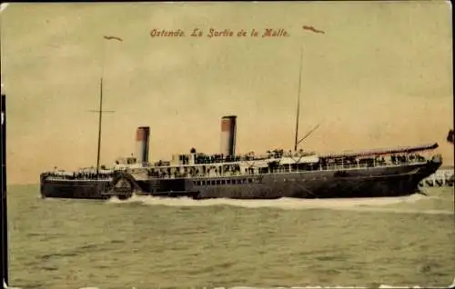 Ak Ostende Westflandern, Sortie de la Malle,Fährschiff