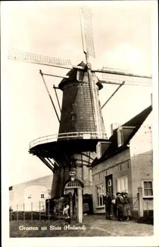 Ak Sluis Zeeland Niederlande, Windmühle