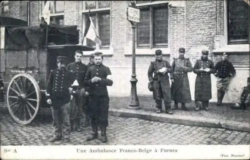 Ak Furnes Westflandern, Une Ambulance Franco Belge