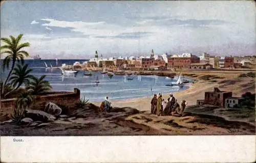 Künstler Ak Perlberg, F., Suez Ägypten, Hafen