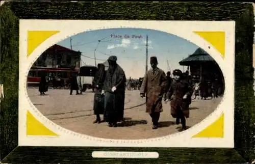 Präge Passepartout Ak Konstantinopel Istanbul Türkei, Place du Pont