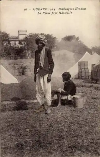 Ak La Penne près Marseille, Boulangers Hindous, Guerre 1914